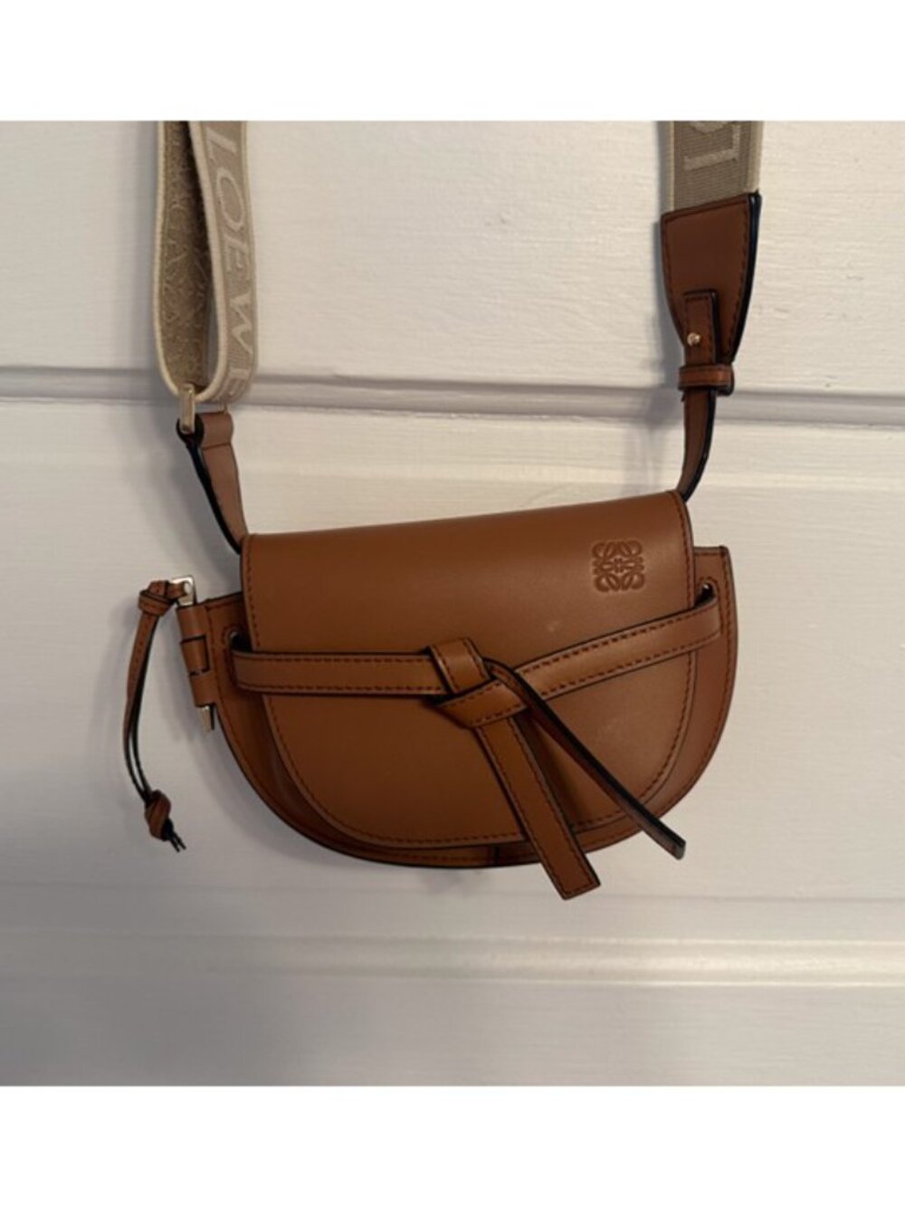 Loewe. Mini Gate Knot Leather Shoulder Bag with Anagram Strap in Jacquard. - Picture 3 of 9